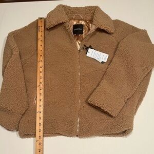 NWT DIASHINY Faux Fur Zipper Coats Women Casual Lapel Fleece Winter Small (M)